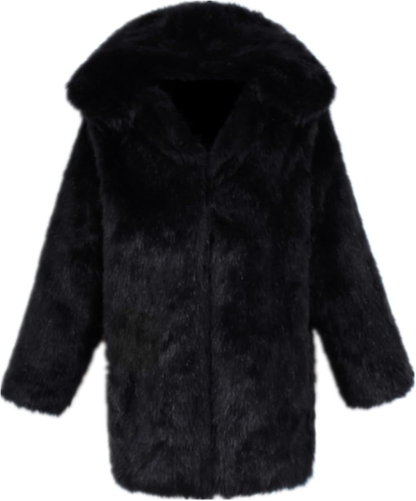 Lisa Colly Men's Winter Faux Fur Coat Jacket with Hooded Fluffy Overwear Outwear | Amazon (US)