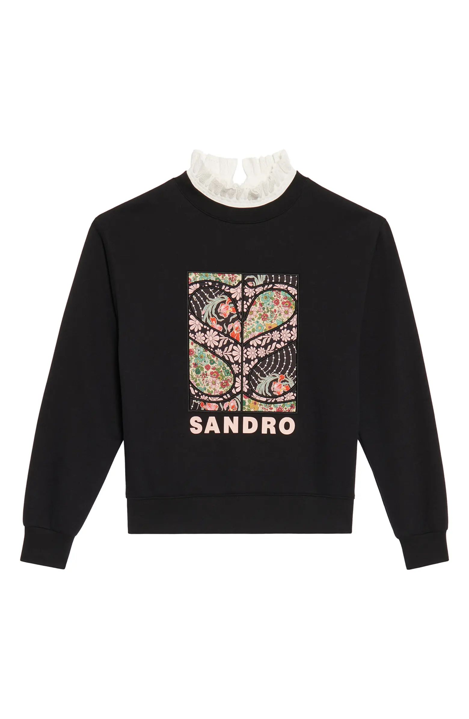 Lottie Quilted Graphic Lace Collar Cotton Blend Sweater | Nordstrom