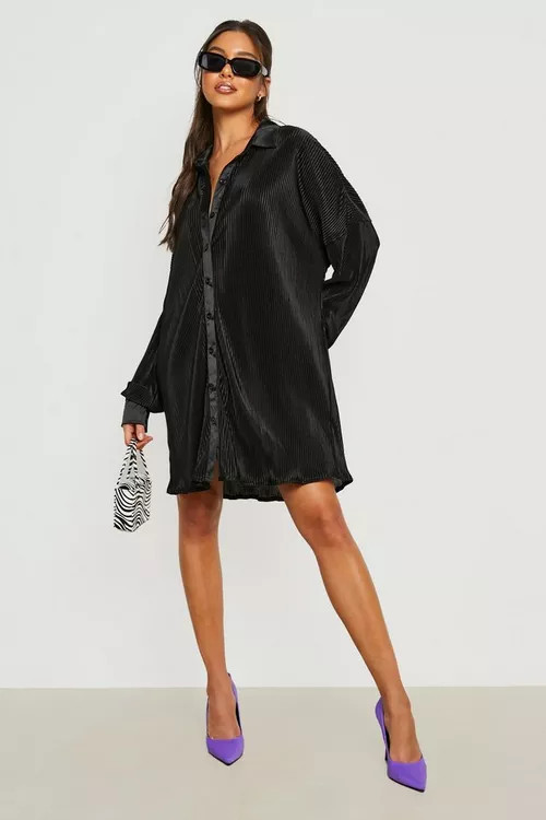 Premium Plisse Shirt Dress | Boohoo.com (US & CA)
