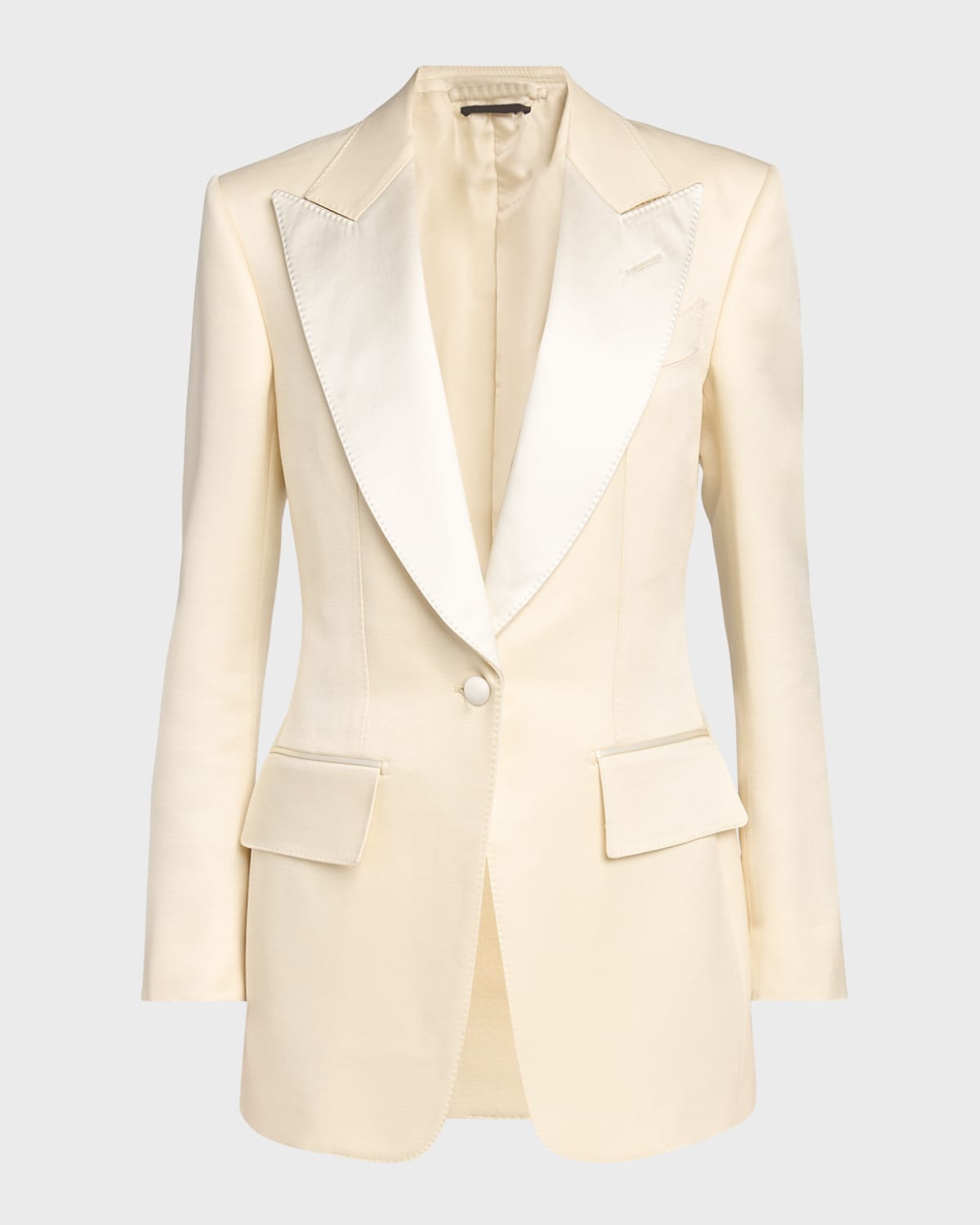 Lustrous Barathea Silk-Wool Single-Breasted Tuxedo Jacket | Neiman Marcus