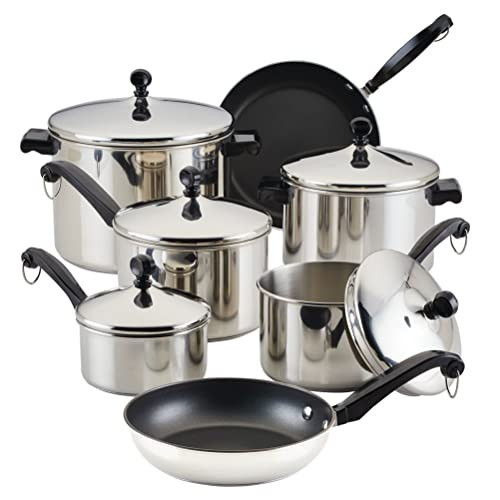 Farberware Classic Stainless Steel Cookware Pots and Pans Set, 15-Piece,50049,Silver | Amazon (US)