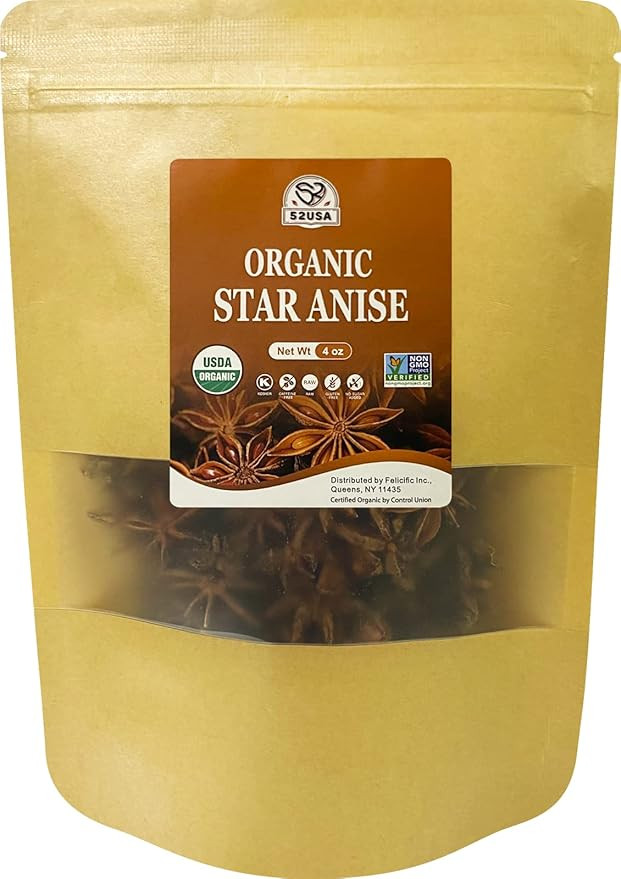 52USA Star Anise, Star Anise whole 4oz (Pack of 1), NON-GMO Verified Chinese Star Anise, Dried An... | Amazon (US)