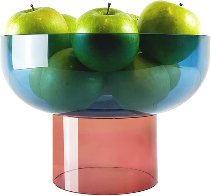 Cloudnola Reversible Decorative Glass Bowl, Blue and Pink, 10" dia x 7", For Entertaining, Fruit ... | Amazon (US)