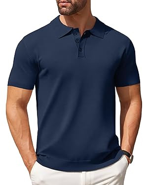 COOFANDY Mens Knit Polo Shirts Casual Short Sleeve Button Down Polo Shirt Classic Golf Shirts | Amazon (US)