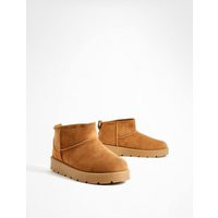 Womens Ultra Mini Faux Fur Lined Boots - Brown - 5 | boohoo (US & Canada)