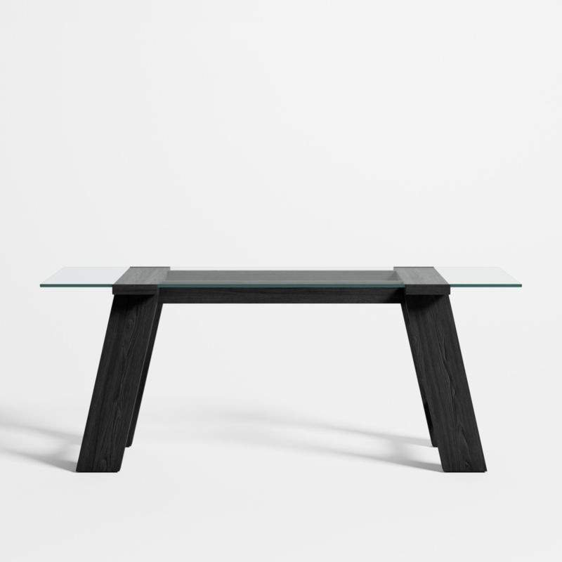 Madison 72" Glass Desk with Ebonized Wood Base + Reviews | Crate & Barrel | Crate & Barrel