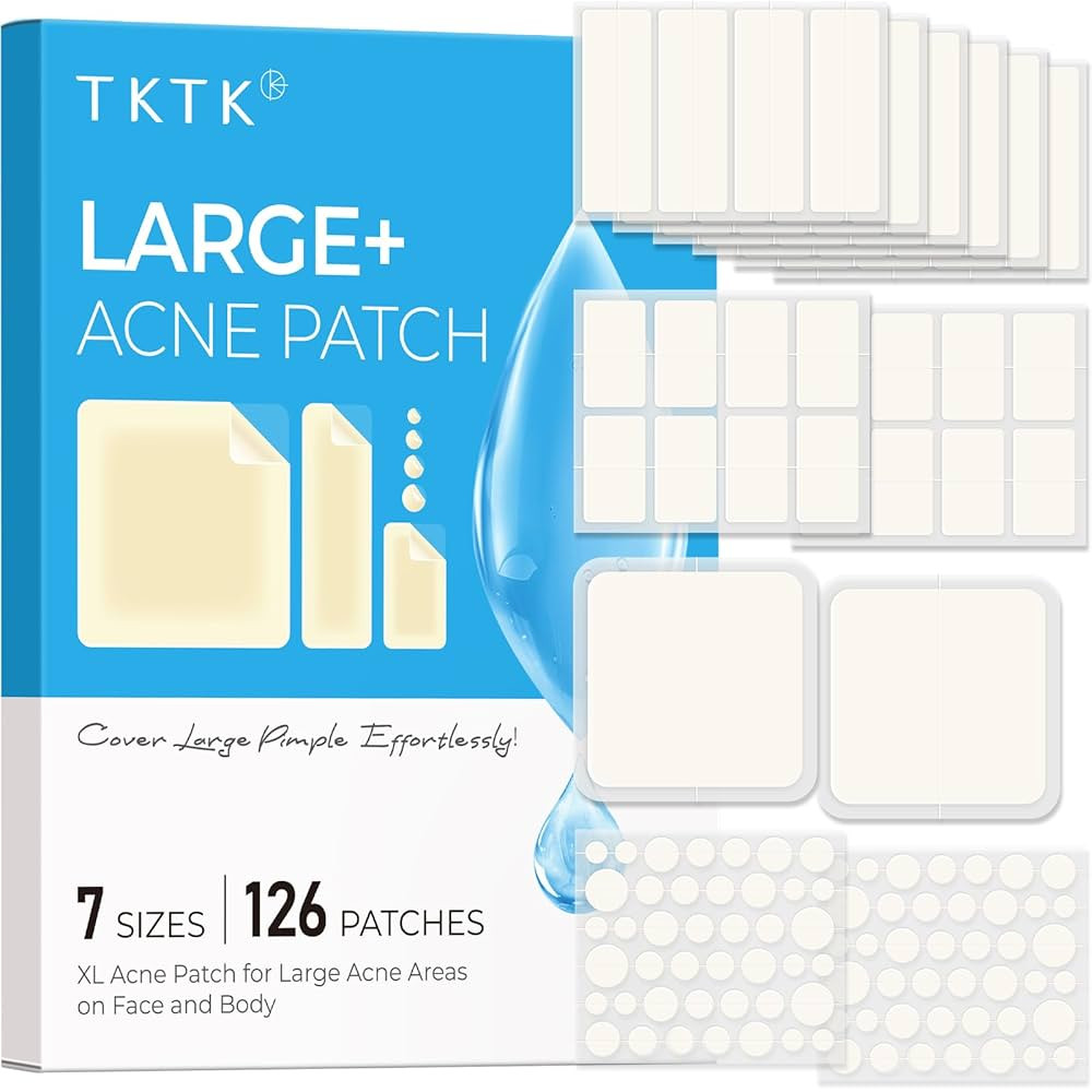 Large Pimple Patches for Face, 7 Sizes XL Acne Patches, Big Hydrocolloid Bandages for Body, Chin,... | Amazon (US)