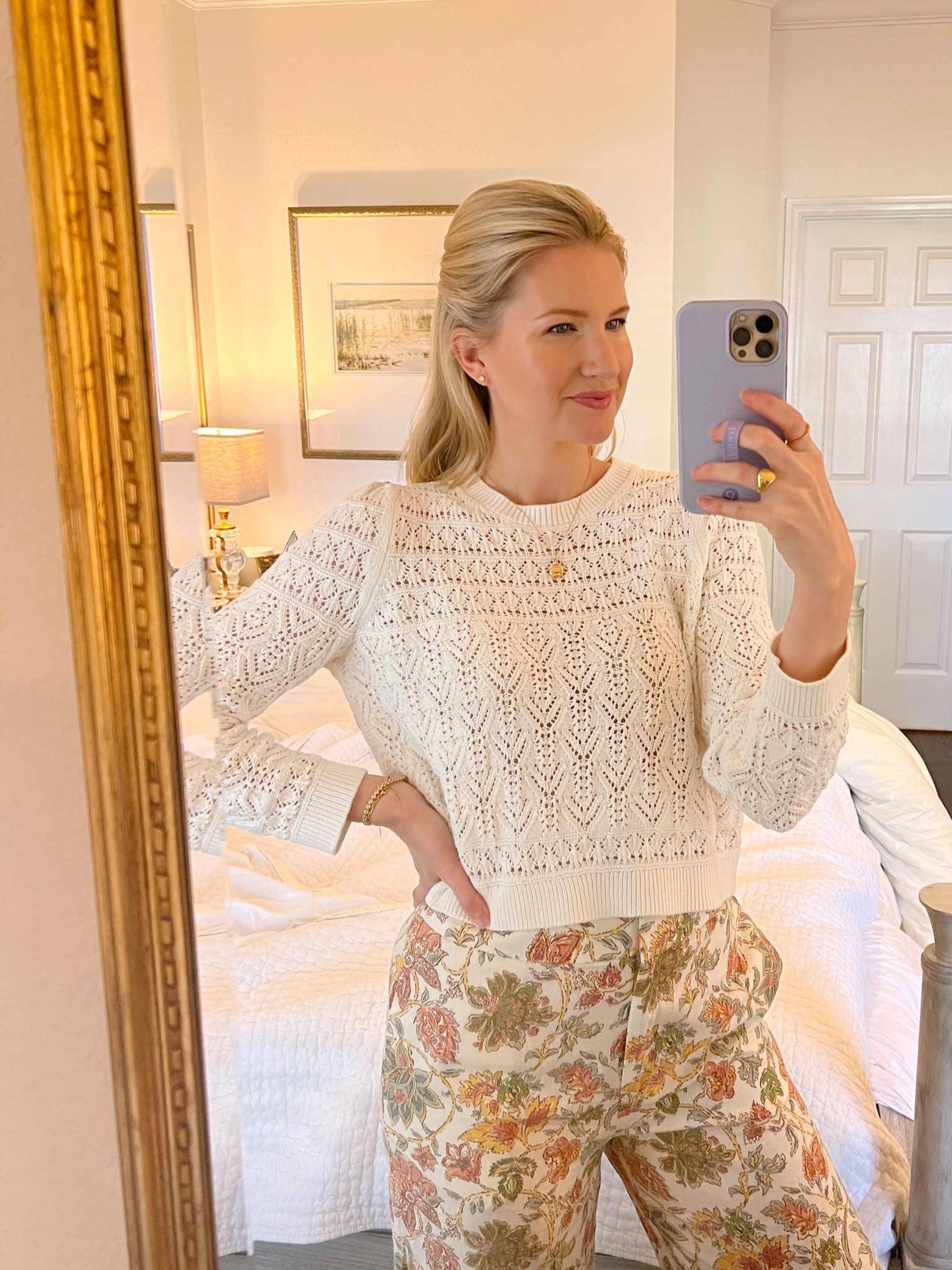 Fun floral pants under $50 and cropped summer sweater 

#LTKunder50 #LTKunder100 #LTKSeasonal