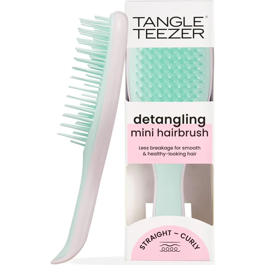 Tangle Teezer Mini Ultimate Detangling Hairbrush in Marshmallow Duo Pink/mint at Nordstrom | Nordstrom