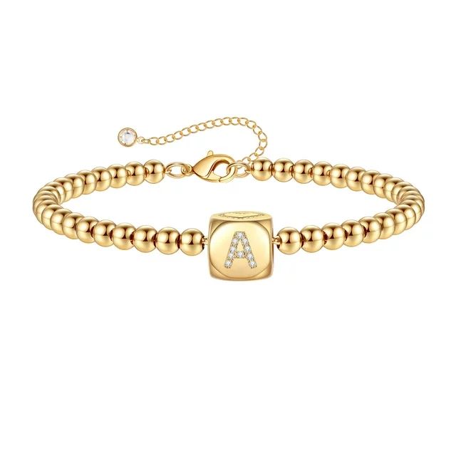 AUNOOL Glimmerst Initial Bracelets for Women 14K Gold Filled FInitial Bracelets for Women Girls | Walmart (US)