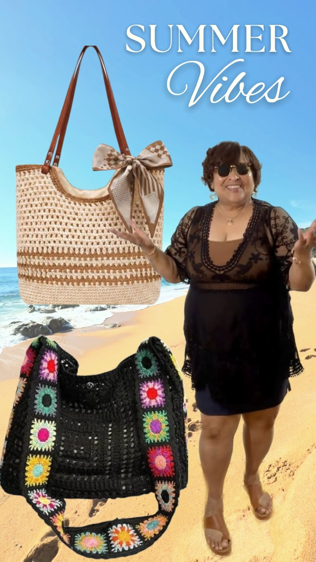 Heading to the beach this summer? Grab this stylish lace cover up andone of these gorgeous crochet bags! 
#summeroutfits #plussizefashion

#LTKootd #LTKPlusSize #LTKSeasonal