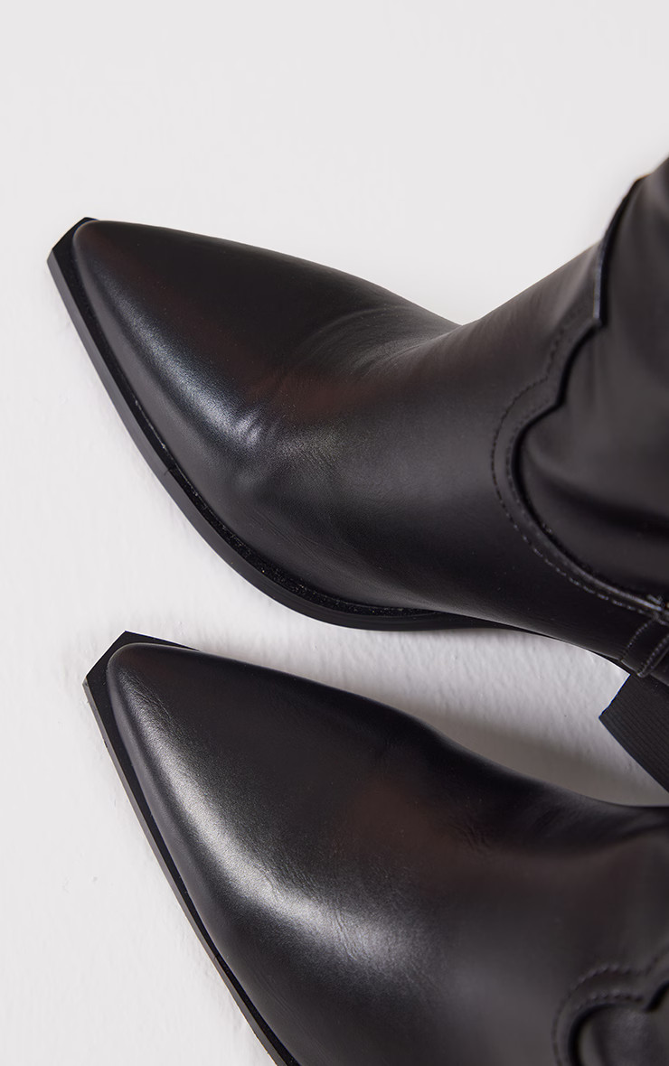 Black Mid Calf Cowboy Boots | PrettyLittleThing US