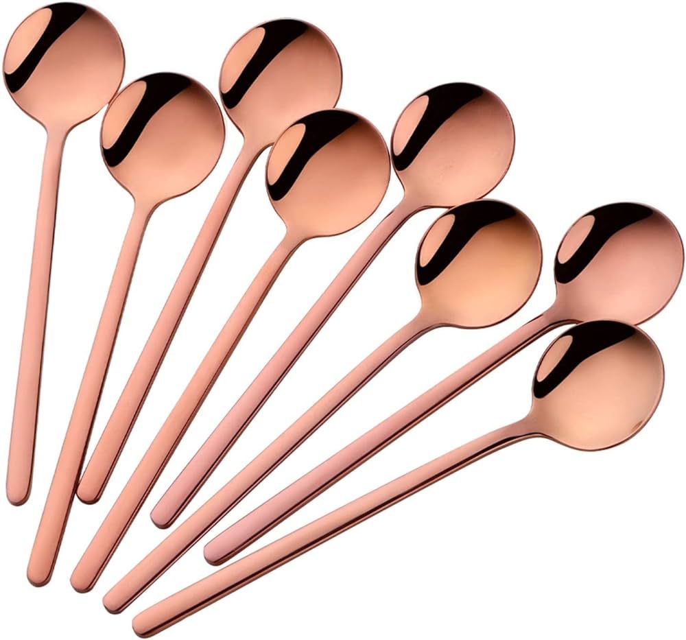 Espresso Spoons Set of 8, Poylim Cute Small Coffee Spoons, 18/10 Stainless Steel Rose Gold Demita... | Amazon (US)