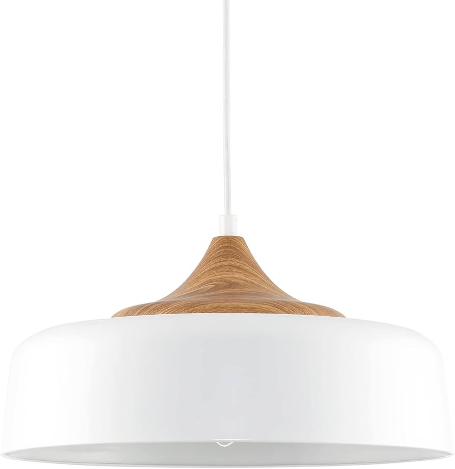 Kira Home Riley 16" 1-Light Retro Modern Pendant Light + White Metal Shade, Adjustable Hanging He... | Amazon (US)