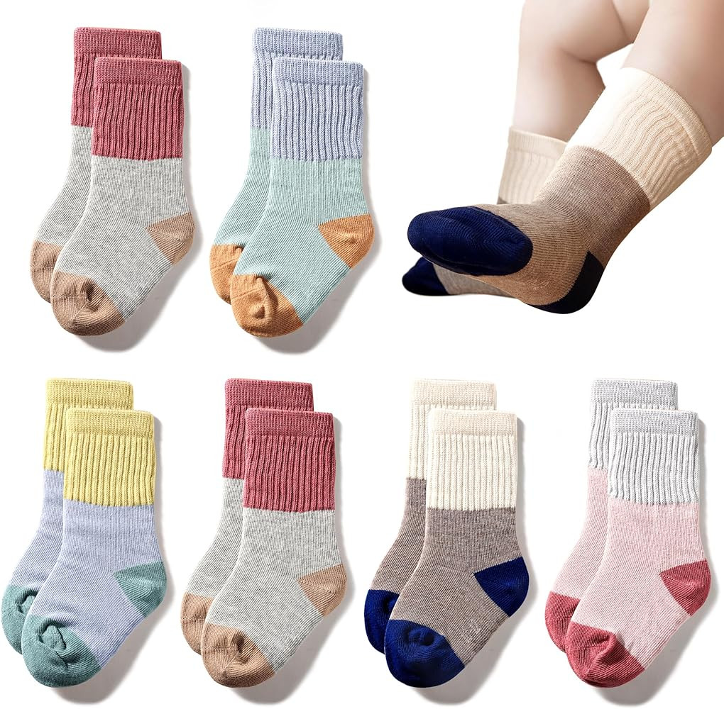 TTIZZY Toddler Baby Girls Boys Socks - Cotton Crew Socks for Baby Gifts Pack | Amazon (US)