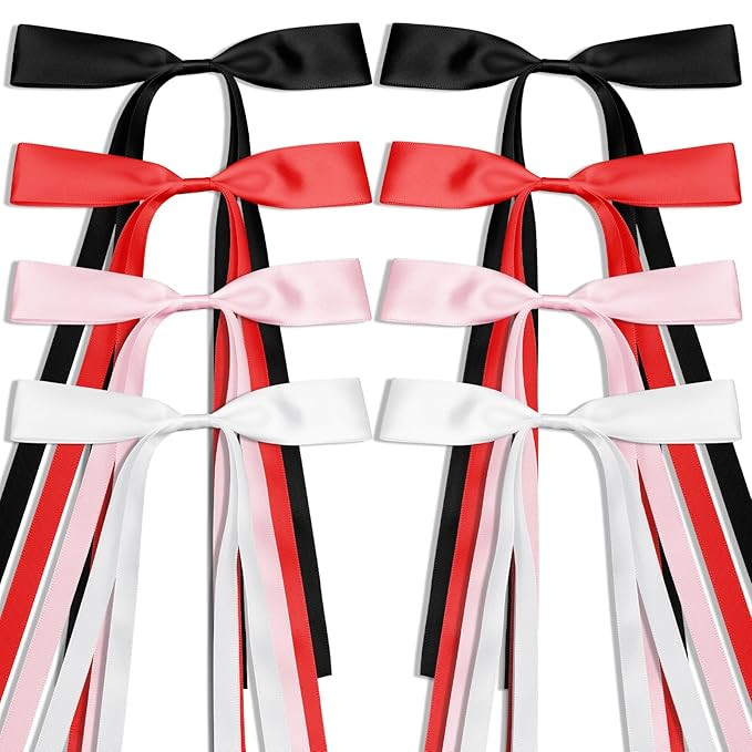 Bows Hair Clips for Women, 8pcs Ribbon Satin Hair Bows with Long Tail Tassel Bow Clips BowKnot Ba... | Amazon (US)