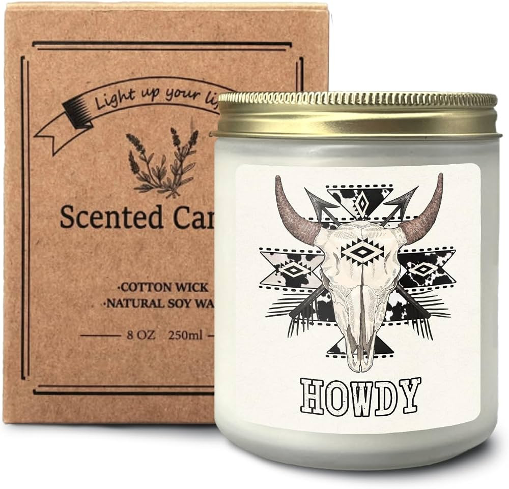 Boho Western Aztec Bull Skull Lavender Candle, Western Gifts for Women, Cowgirl Gifts, Western St... | Amazon (US)