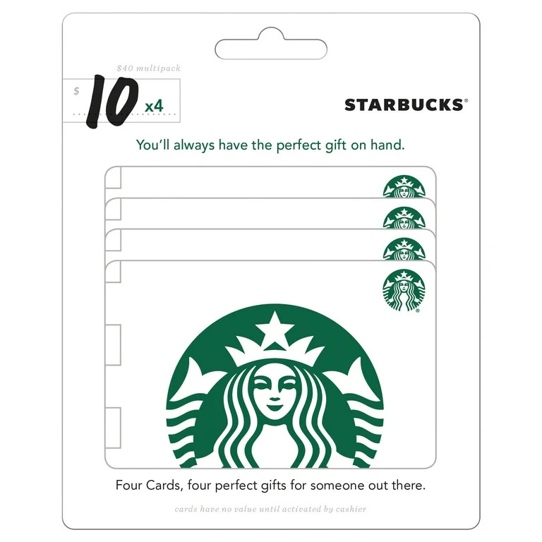 Starbucks $40MP (4x$10) Gift Card | Walmart (US)