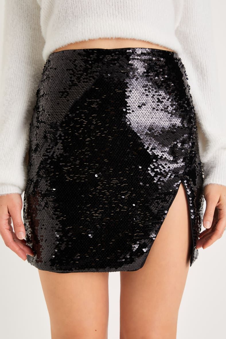 Fascinating Sparkle Black Sequin High-Rise Mini Skirt | Lulus (US)