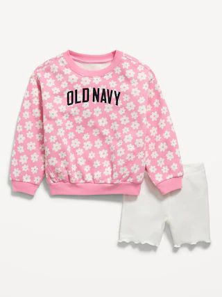 Printed Logo-Graphic Sweatshirt and Biker Shorts Set for Toddler Girls | Old Navy (US)