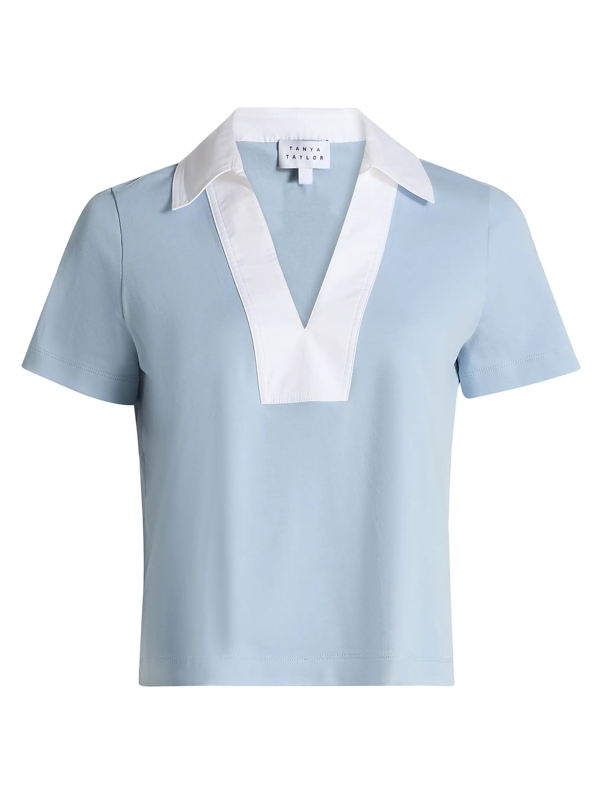 Melanie Johnny Collar Cotton Short-Sleeve Top | Saks Fifth Avenue