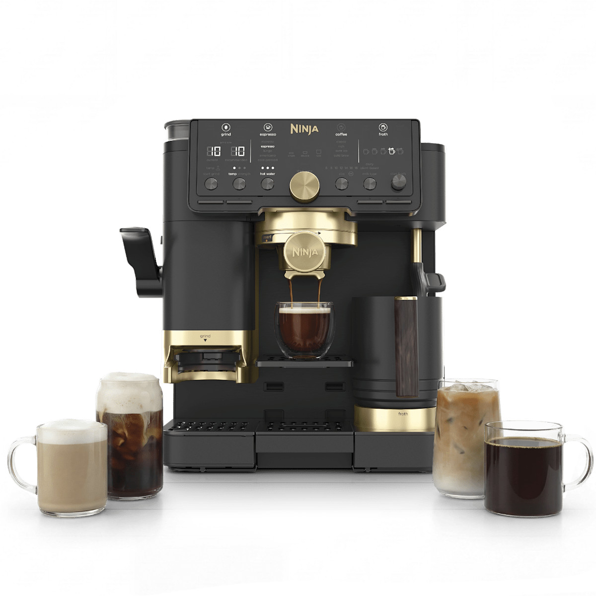 Ninja Luxe Cafe Pro Espresso Machine by David Beckham in Black /Gold | ES771BK | SharkNinja | SharkNinja