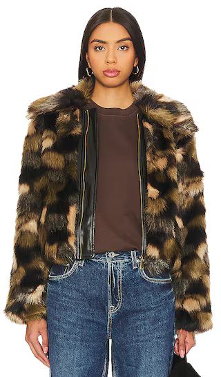 Arlowe Faux Fur Jacket in Green Multi | Revolve Clothing (Global)