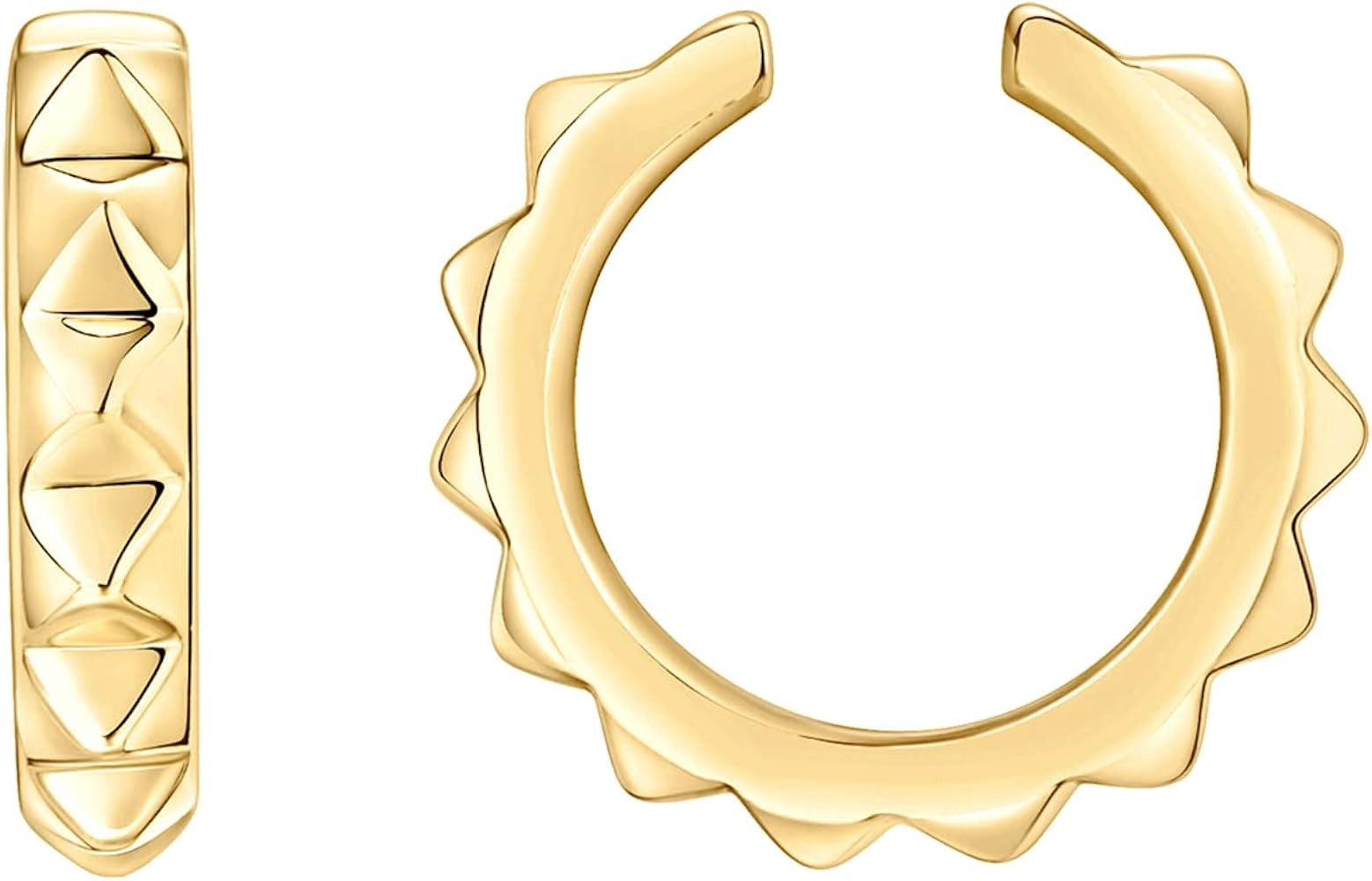 PAVOI 14K Gold Plated 925 Sterling Silver Round Huggie Ear Cuff Earrings for Women | Clip On Cartilage Cuff Earrings | Amazon (US)