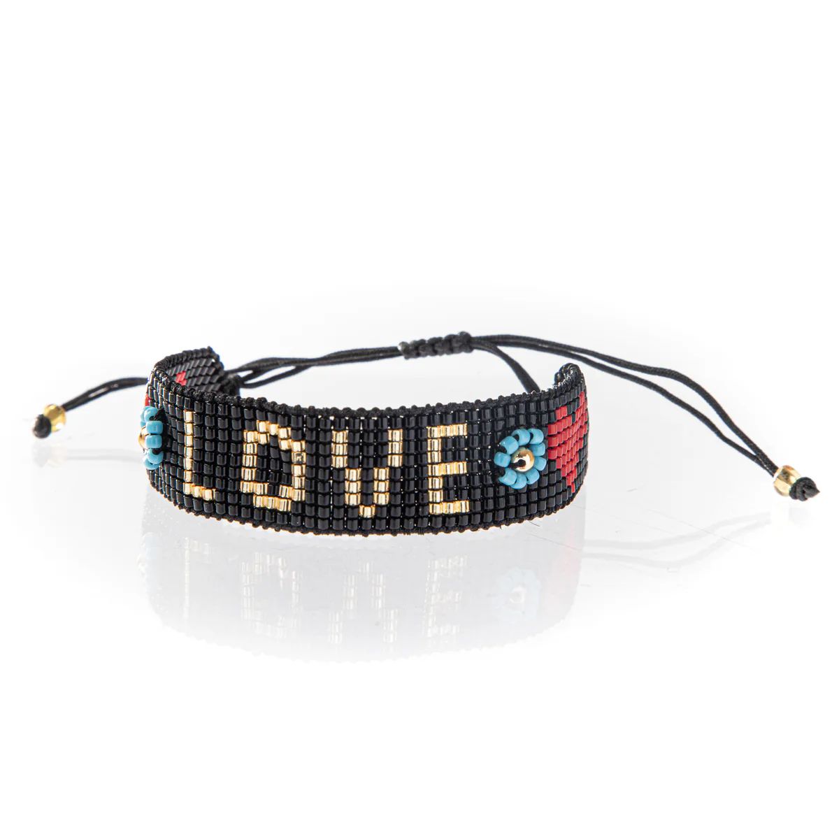 LOVE (Black) Seed Bead Friendship Bracelet | Caryn Lawn