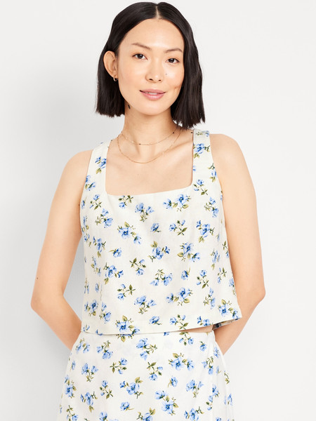 Linen-Blend Crop Top | Old Navy (US)