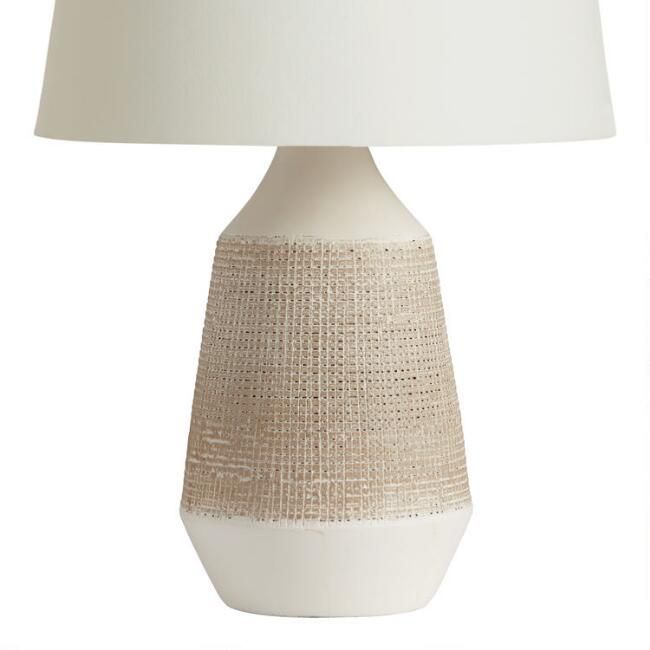White and Gray Textured Ceramic Table Lamp Base | World Market