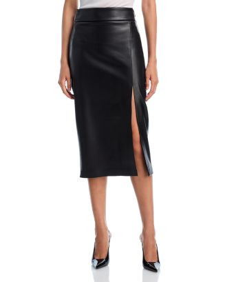 AQUA Faux Leather Midi Skirt - Exclusive  | Bloomingdale's Women | Bloomingdale's (US)
