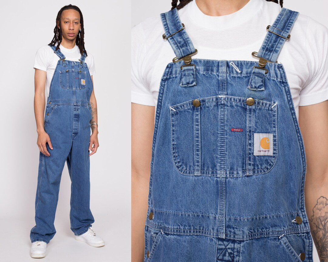 90s Carhartt Made In USA Denim Overalls - 34x32, Men's Medium | Vintage Union Made Blue Jean Bib ... | Etsy (US)