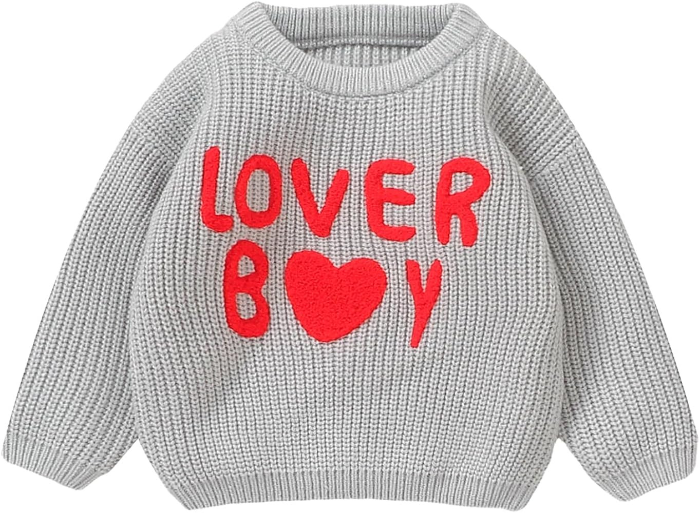 Toddler Baby Boy Valentine's Day Outfit Lover Boy Embroidery Knit Sweater Long Sleeve Crewneck Pu... | Amazon (US)