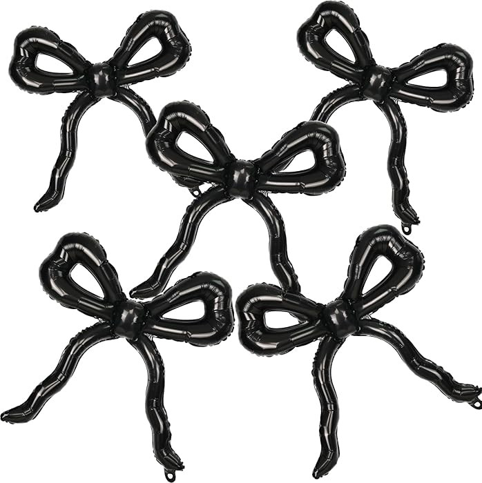 5pcs Black Bow Balloons for Bow Party Decorations, Giant Black Coquette Mylar Foil Balloon for Co... | Amazon (US)