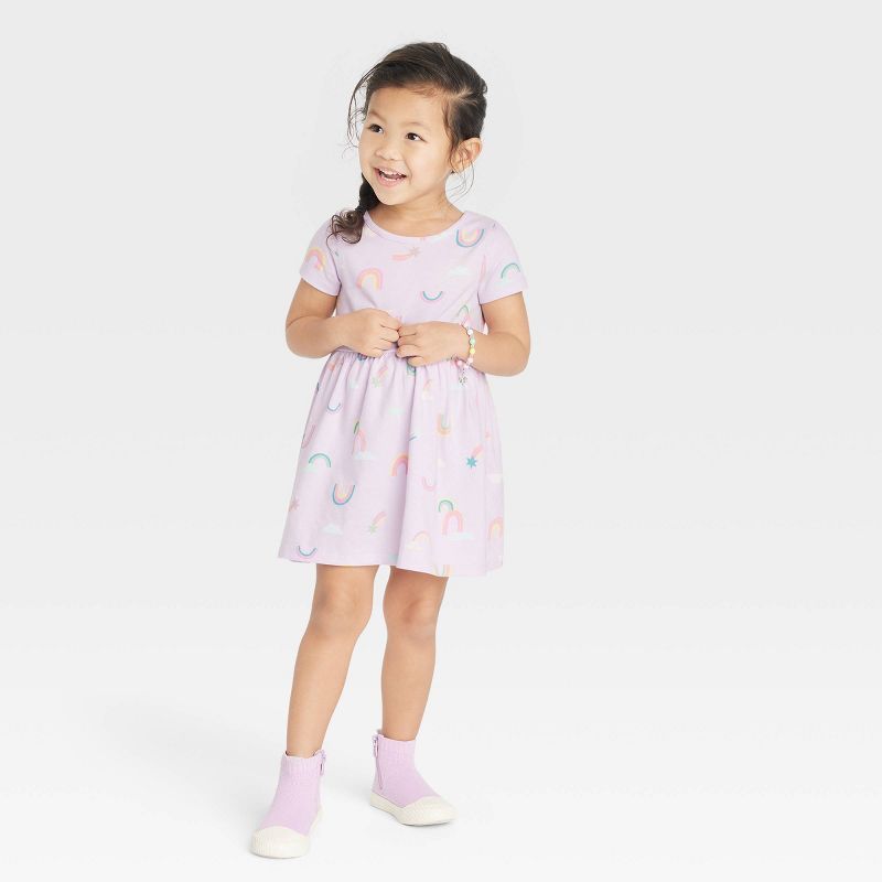 Toddler Girls' Rainbow Short Sleeve Dress - Cat & Jack™ Purple | Target
