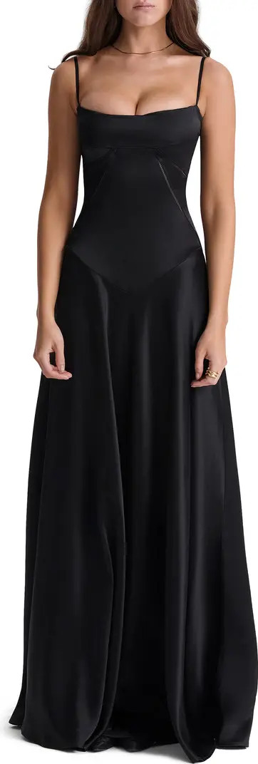 Anabella Lace-Up Satin Gown | Nordstrom