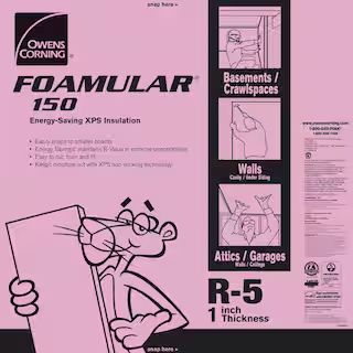 Owens Corning FOAMULAR 150 1 in. x 4 ft. x 8 ft. R-5 Scored Square Edge Rigid Foam Board Insulati... | The Home Depot