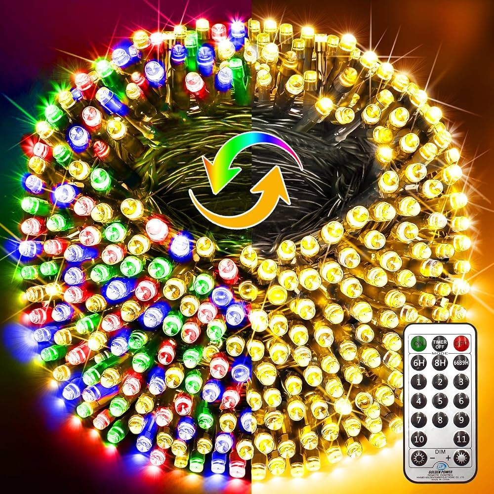 KNONEW Color Changing String Lights 300 LED 99FT Christmas Lights Outdoor Warm White to Multicolo... | Amazon (US)