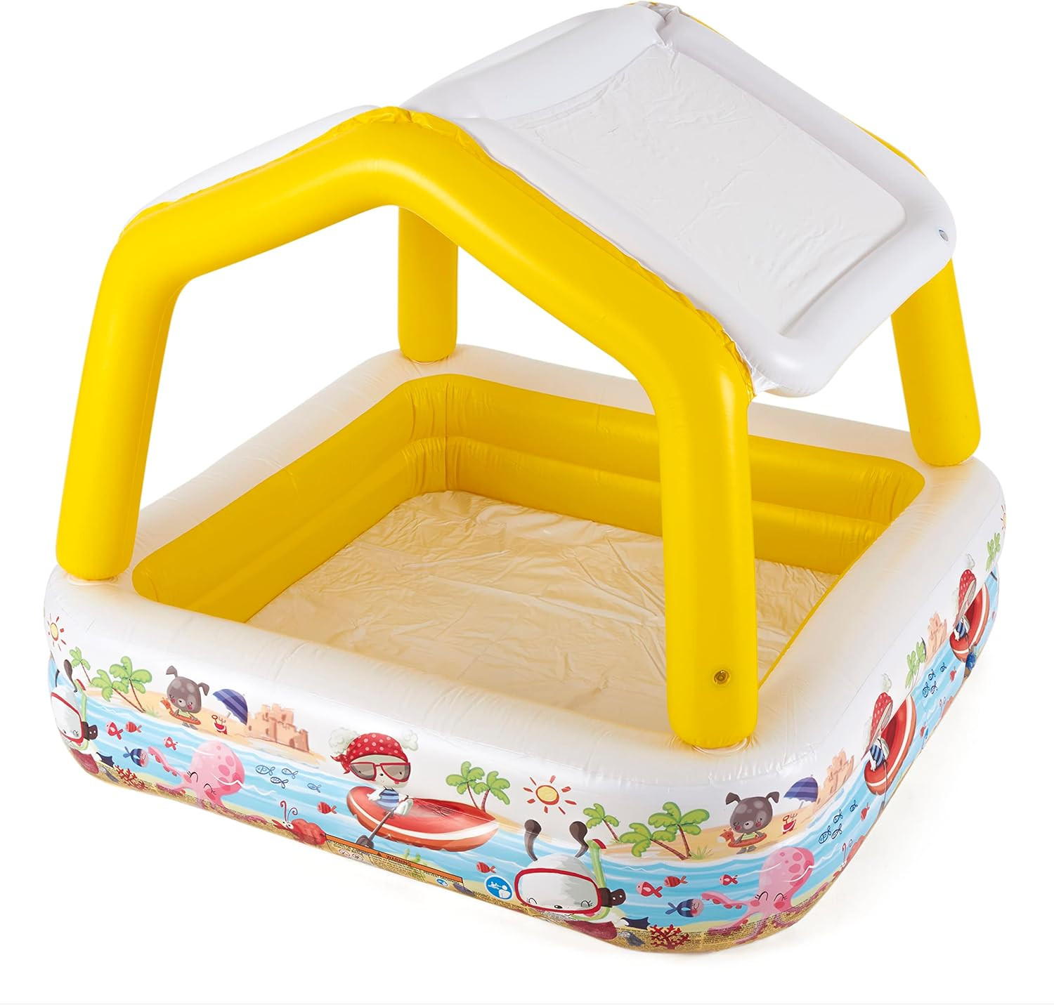 Intex Sun Shade 5 Foot Square Inflatable Durable 10 Gauge Vinyl Kiddie Pool with Ocean Scene and ... | Amazon (US)