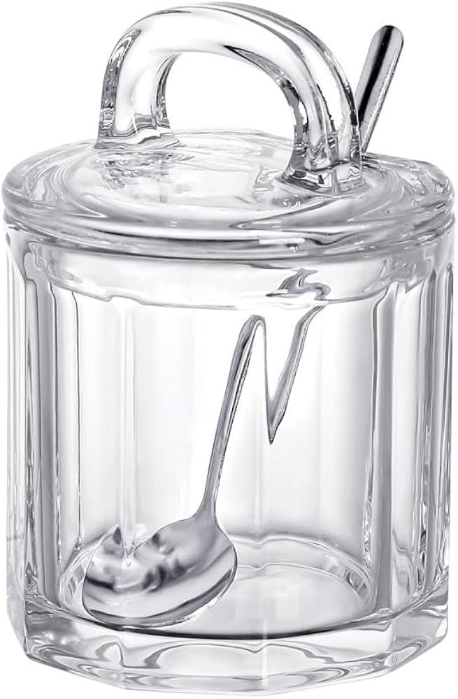 123Arts Glass Sugar Bowl Seasoning Pot Spice Jar with Lid Spoon | Amazon (US)
