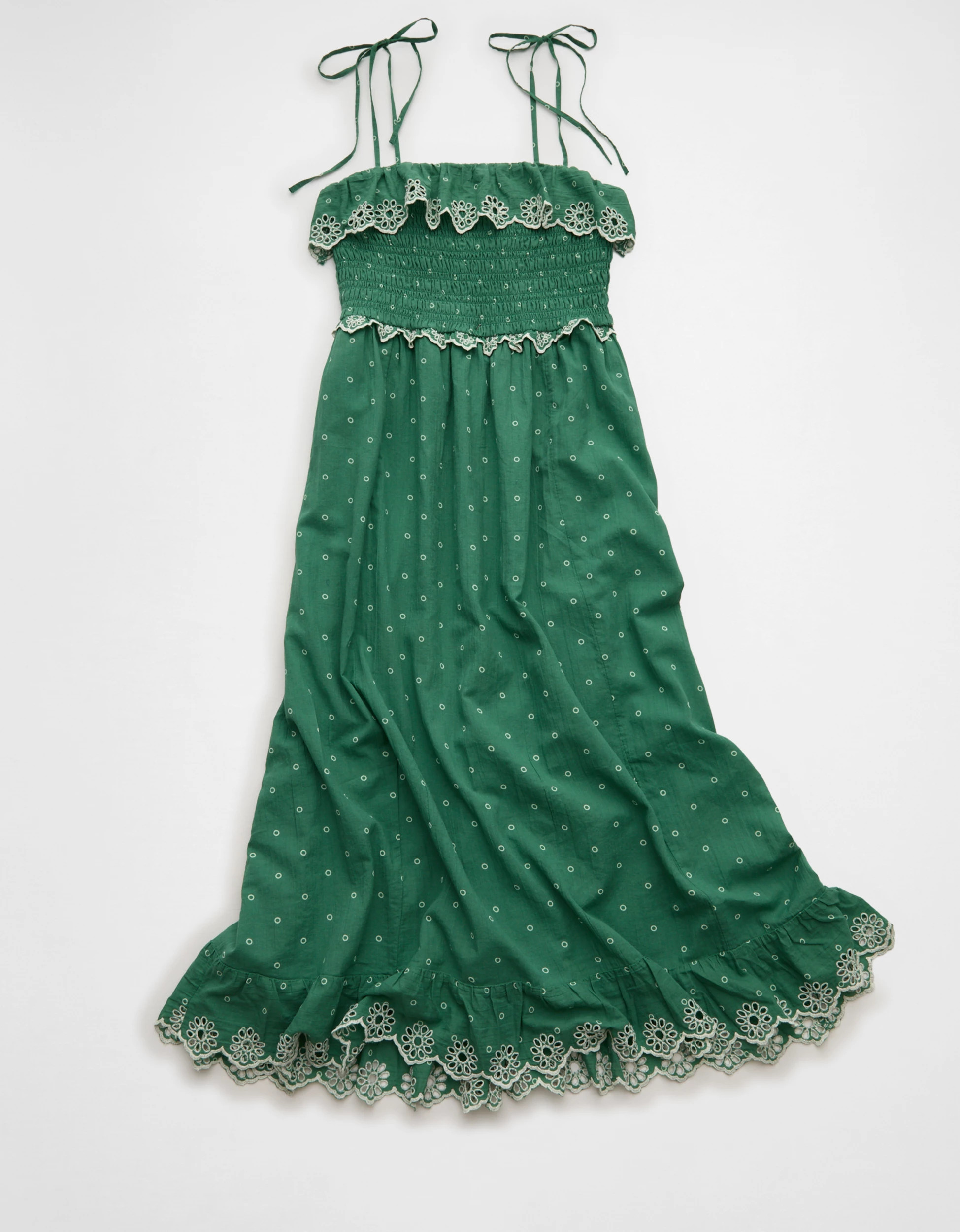 AE Smocked Tie-Strap Midi Dress | American Eagle Outfitters (US & CA)