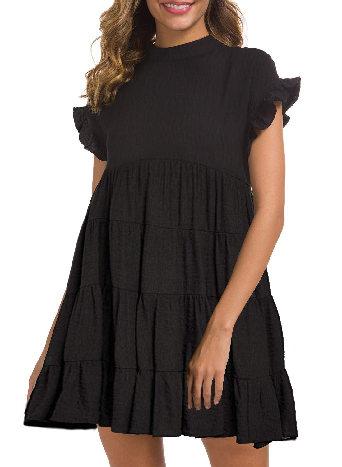 MIHOLL Women's Casual Summer Ruffle Babydoll Loose Mini Dress | Amazon (US)