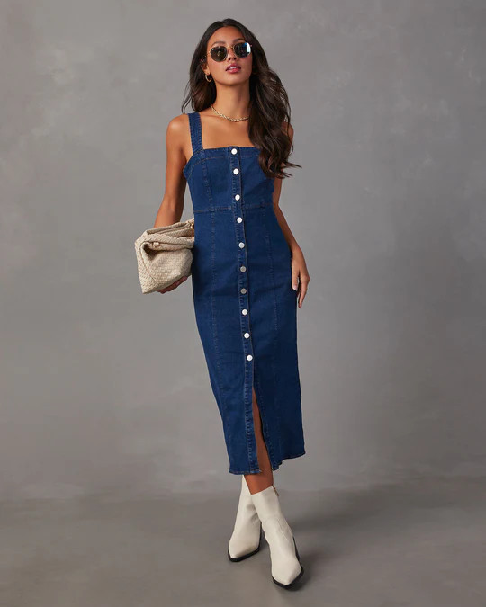 Camden Denim Button Front Midi Dress | VICI