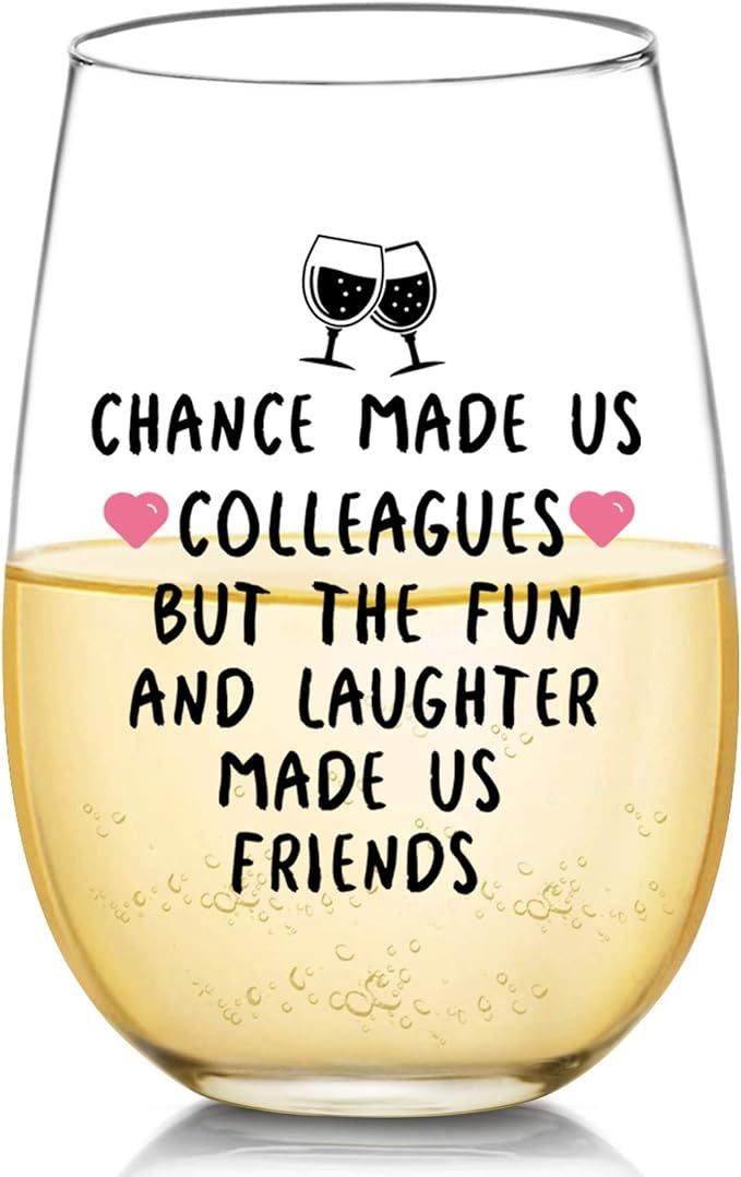 Chance Made Us Colleagues Funny Wine Glass Coworker Gifts for Women - Unique Gifts for Coworkers,... | Amazon (US)