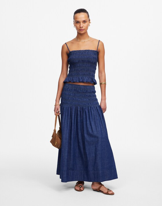 Denim Smocked Tank | Madewell | Madewell