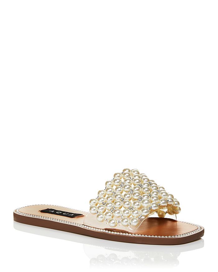 AQUA Women's Bride Beaded Flat Slide Sandals - 100% Exclusive Back to Results -  Shoes - Blooming... | Bloomingdale's (US)