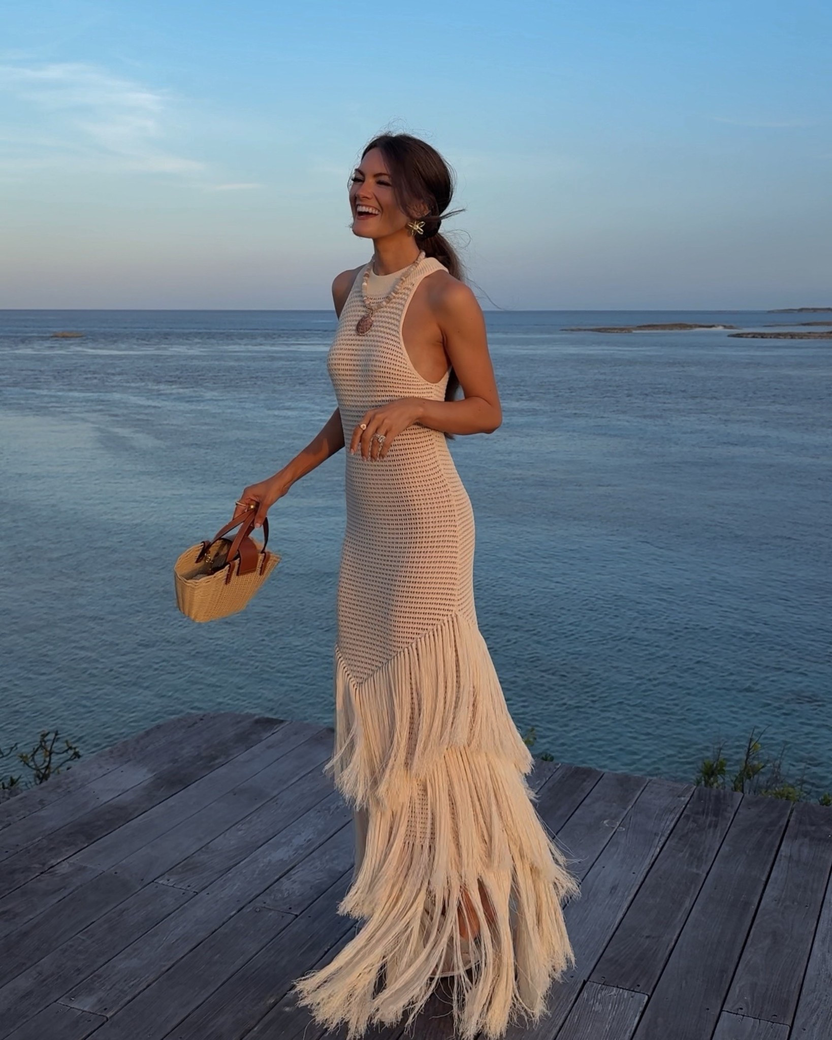 Devon Windsor dress PERFECT for a warm weather trip… currently on sale!! 🤍

Celine bag, crochet fringe dress, beaded shell necklace, spring break inspo, resortwear 

#LTKSaleAlert #LTKTravel