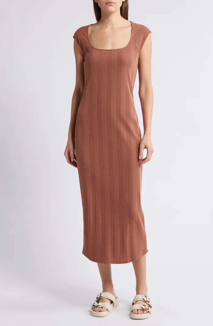 Rib Square Neck Midi Dress | Nordstrom