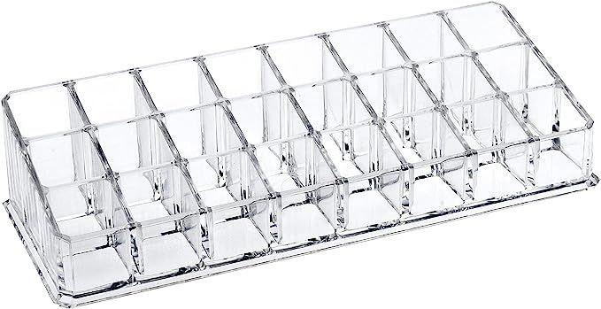 MOSIKER Acrylic Lipstick Organizer and Storage,24 Slots Clear Case Display Rack Holder for Vanity | Amazon (US)